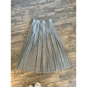 Vintage Chaus Gray Plaid Pleated wool Midi Classic A-Line Skirt Size 6